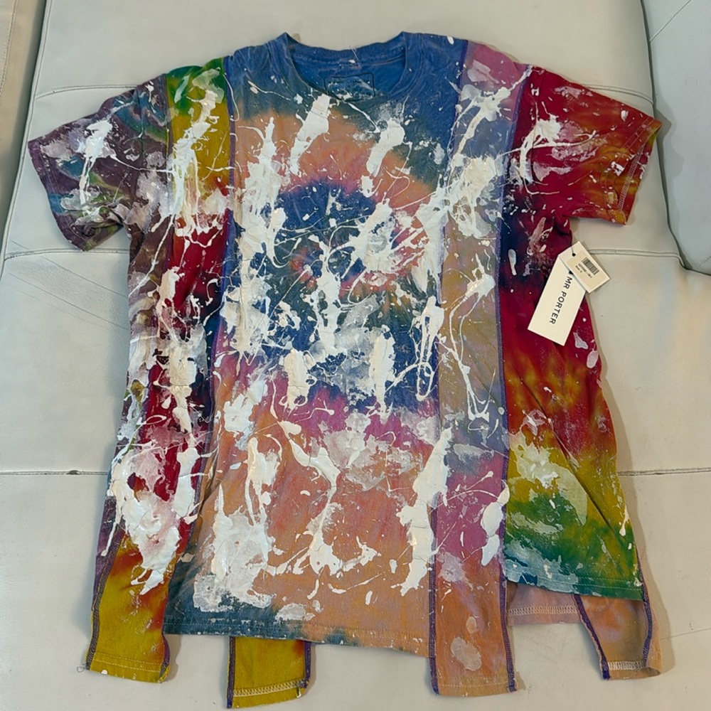 NWT Rebuild by Needles Remake Japan paint splattered patchwork tie dye tee Small